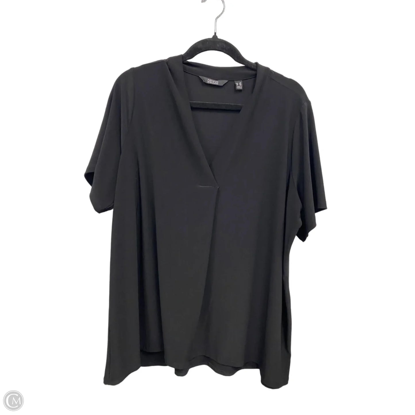 Top Short Sleeve By Dennis Basso Qvc In Black, Size: 2x