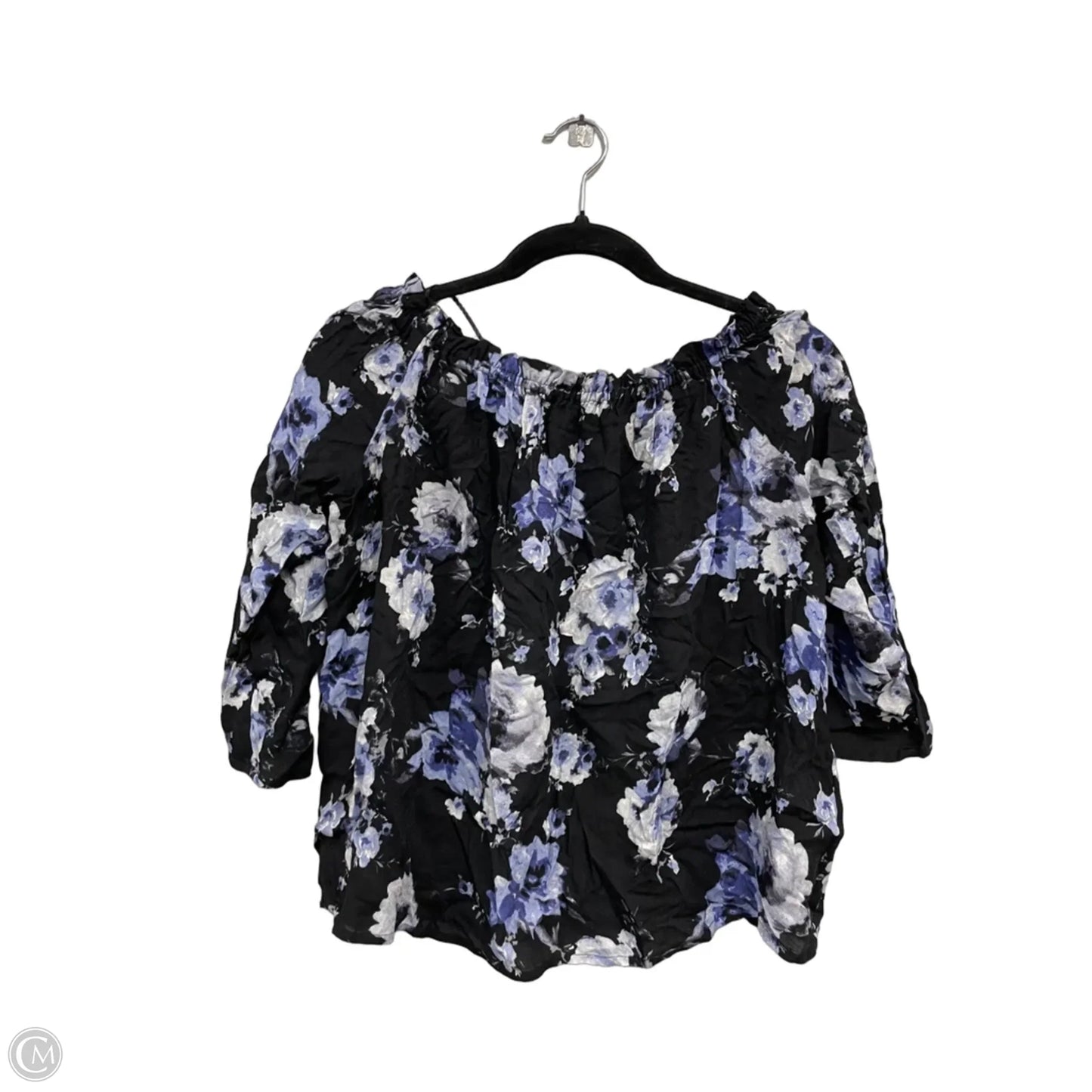 Top 3/4 Sleeve By Collective Concepts In Black & Blue, Size: S