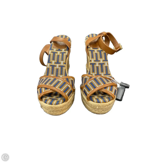 Sandals Designer By Tory Burch In Blue & Brown, Size: 7.5