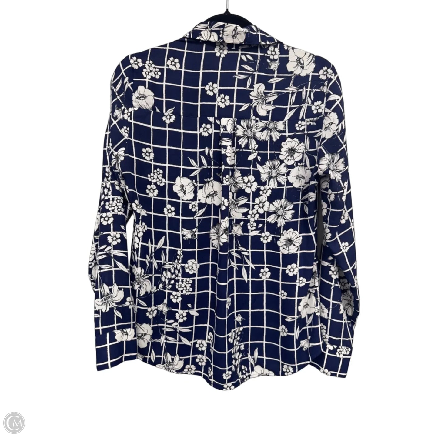 Top Long Sleeve By Express In Blue & White, Size: S