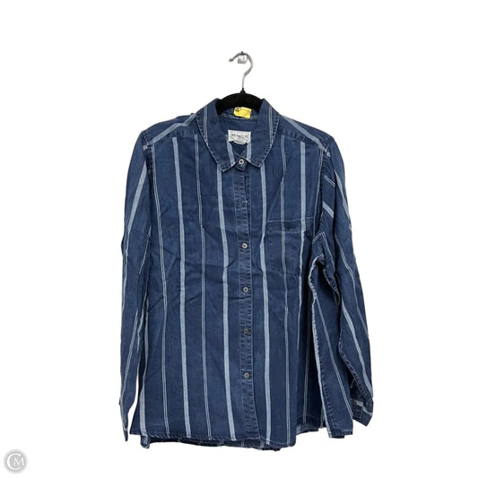 Top Long Sleeve By For The Republic In Blue, Size: 1x