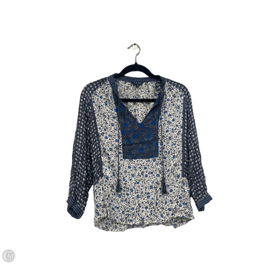 Top Long Sleeve By Lucky Brand In Blue & Cream, Size: S