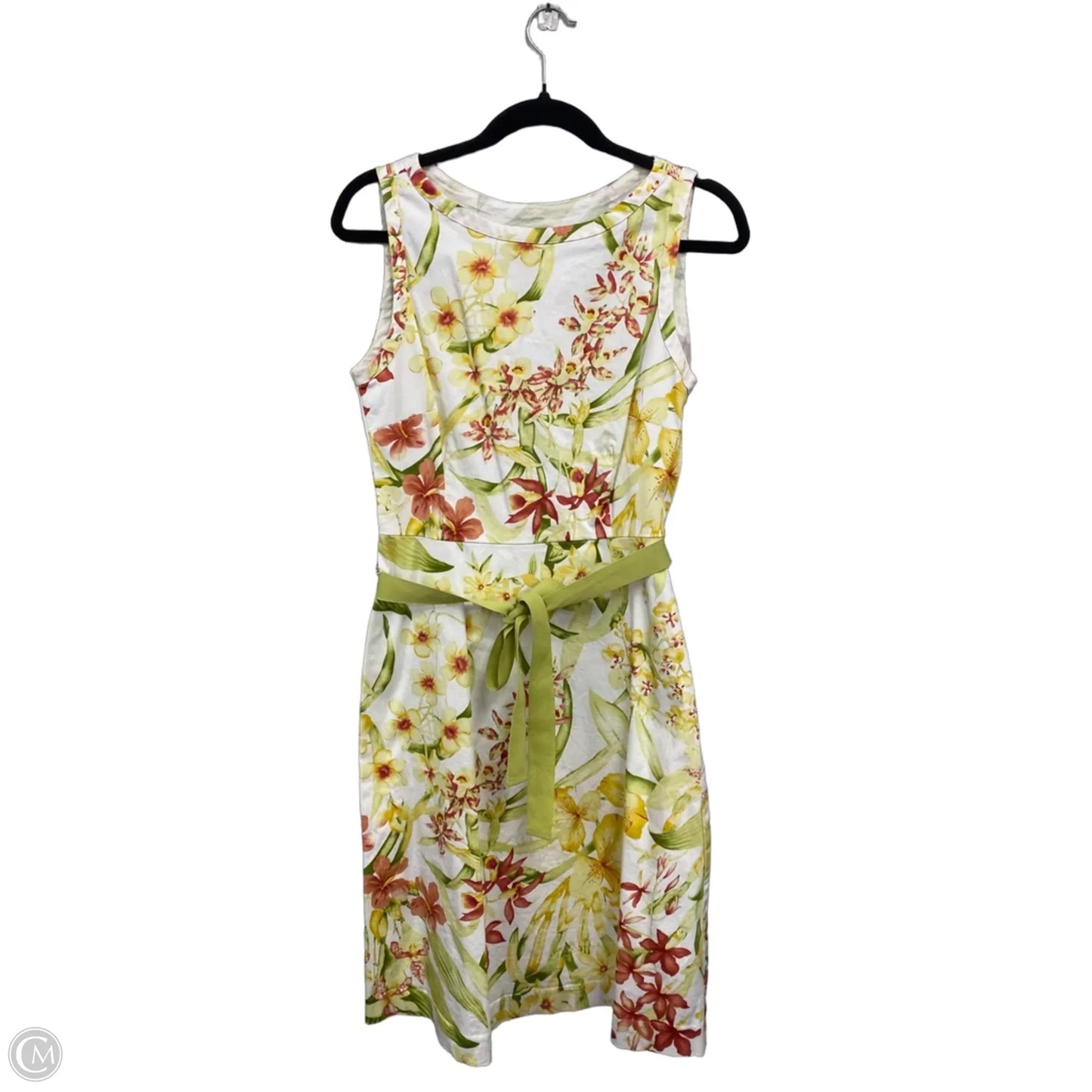 Dress Casual Midi By Uniform In White & Yellow, Size: 10