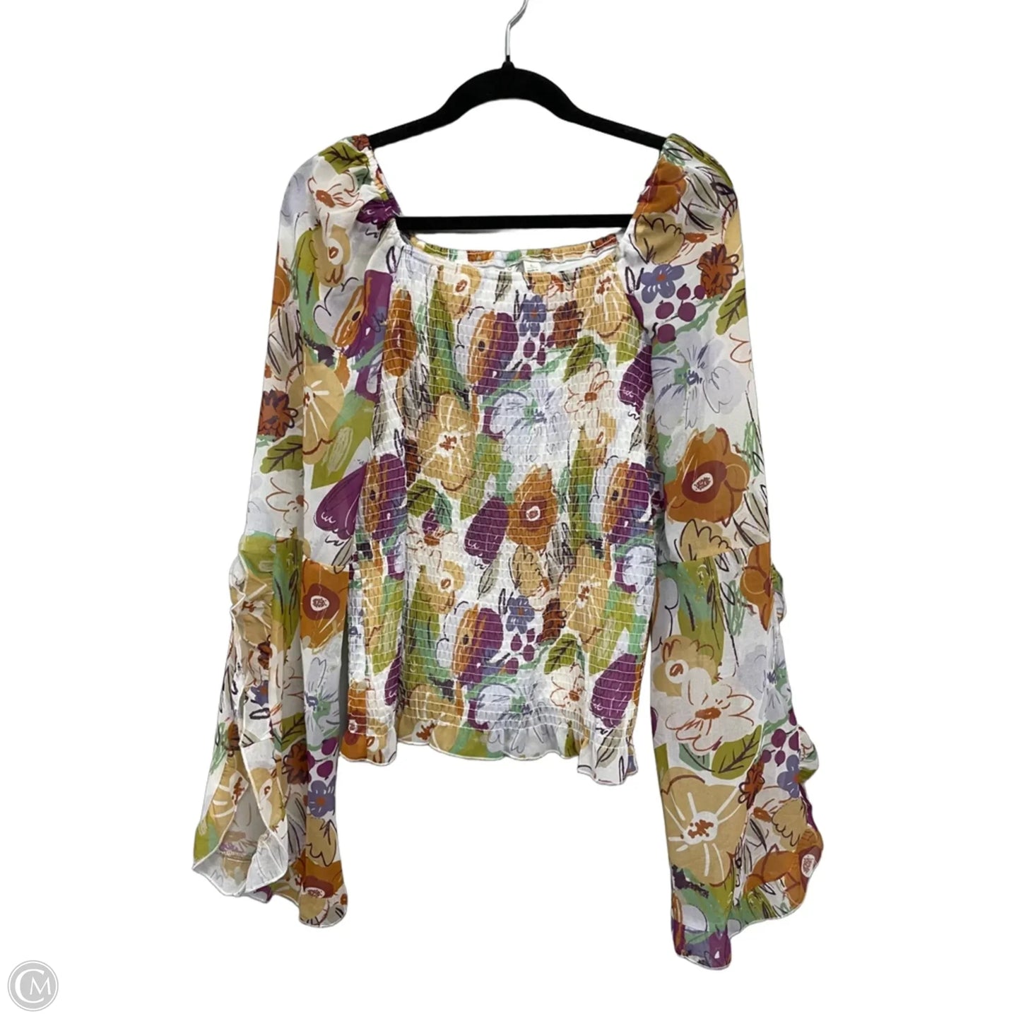 Top Long Sleeve By Cato In Purple & White, Size: L