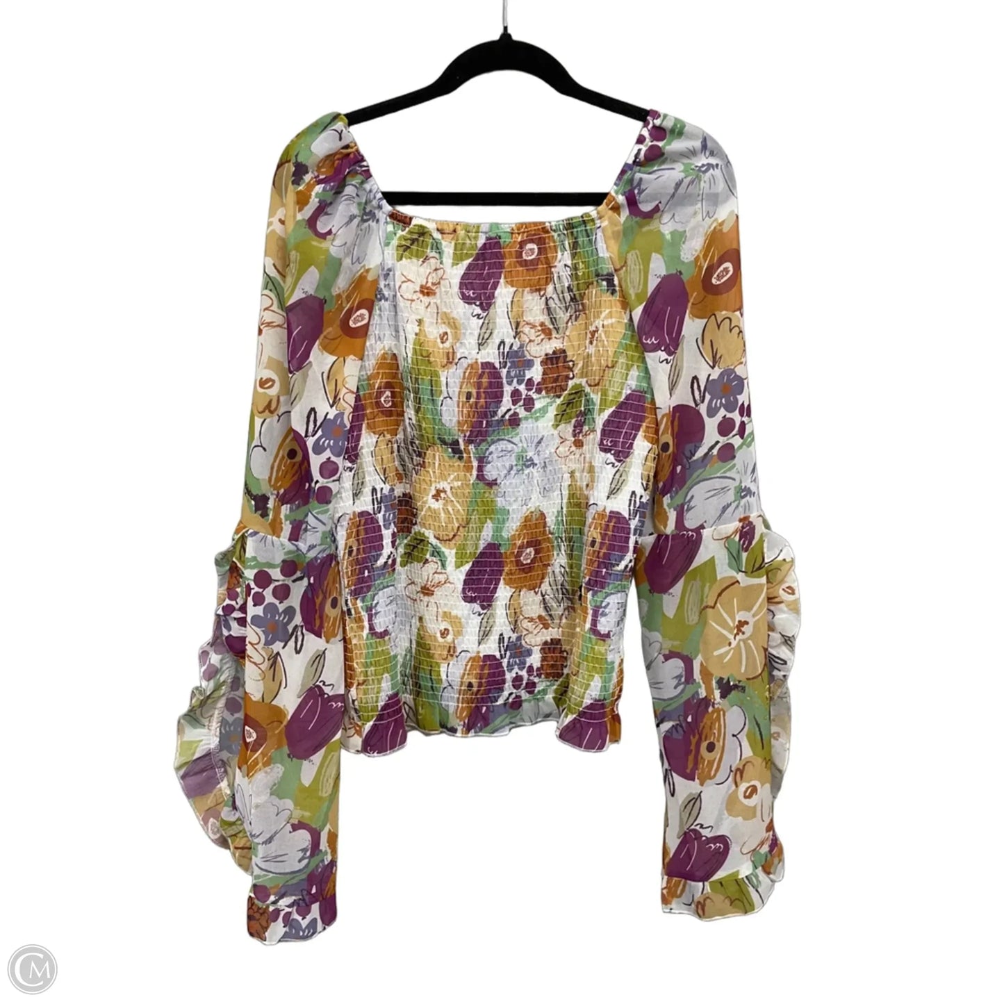 Top Long Sleeve By Cato In Purple & White, Size: L