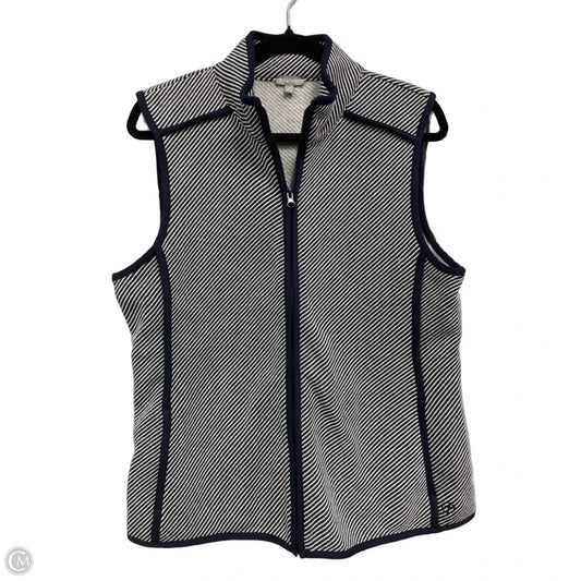 Vest Sweater By Talbots In Blue & White, Size: L