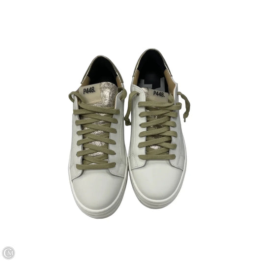 Shoes Sneakers By P448 In Gold & White, Size: 8.5