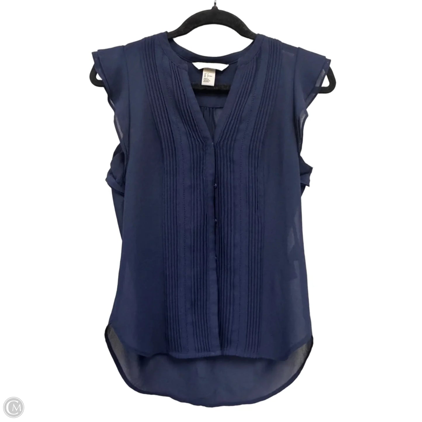Blouse Short Sleeve By H&m In Navy, Size: 4