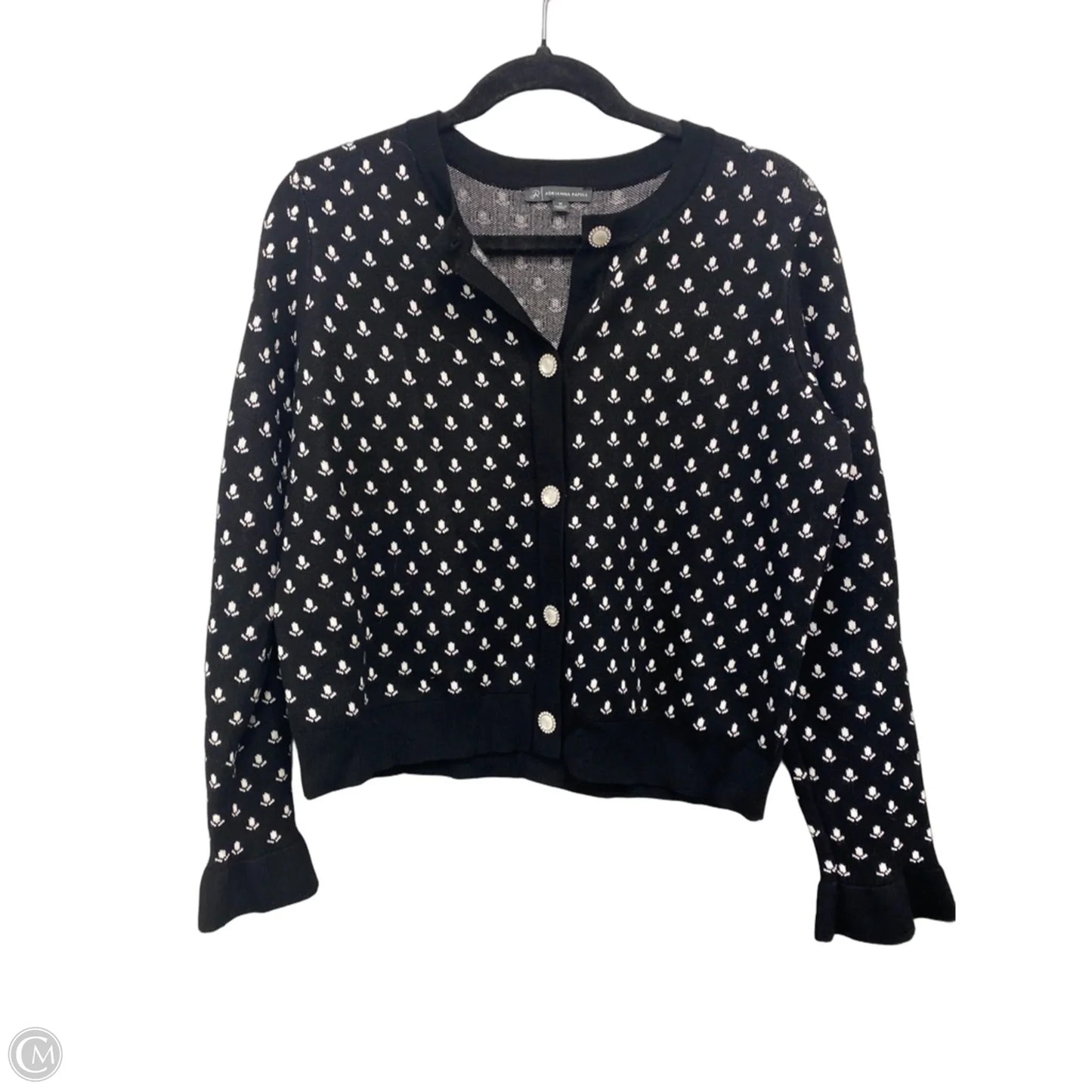 Cardigan By Adrianna Papell In Black & White, Size: M