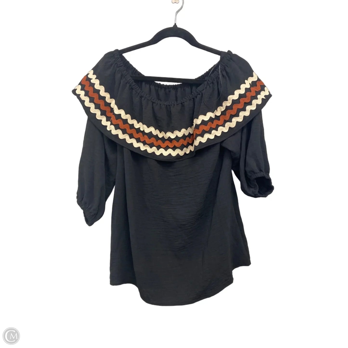 Blouse 3/4 Sleeve By Cato In Black & Brown, Size: M