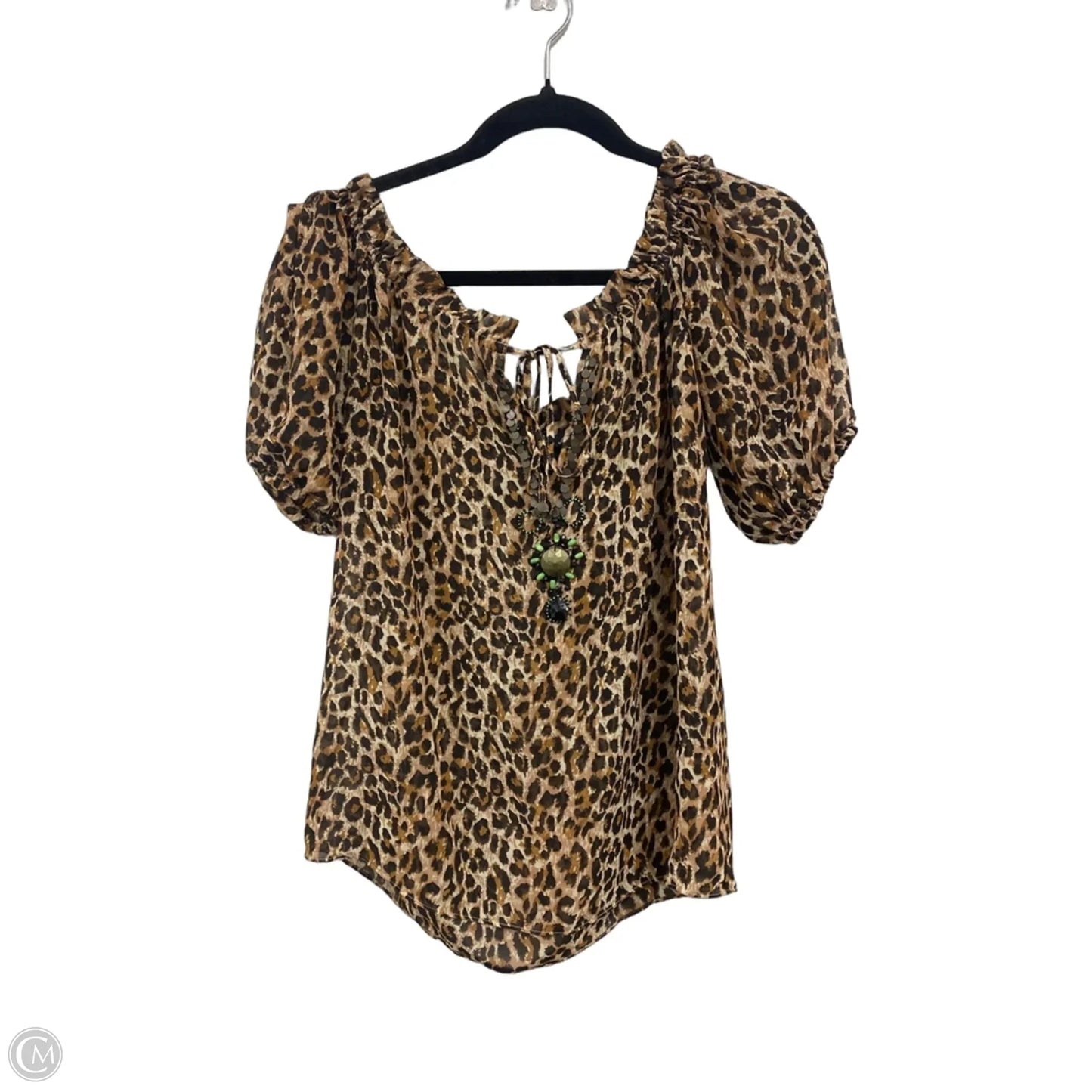 Blouse Short Sleeve By Moda Intl In Animal Print, Size: Xs