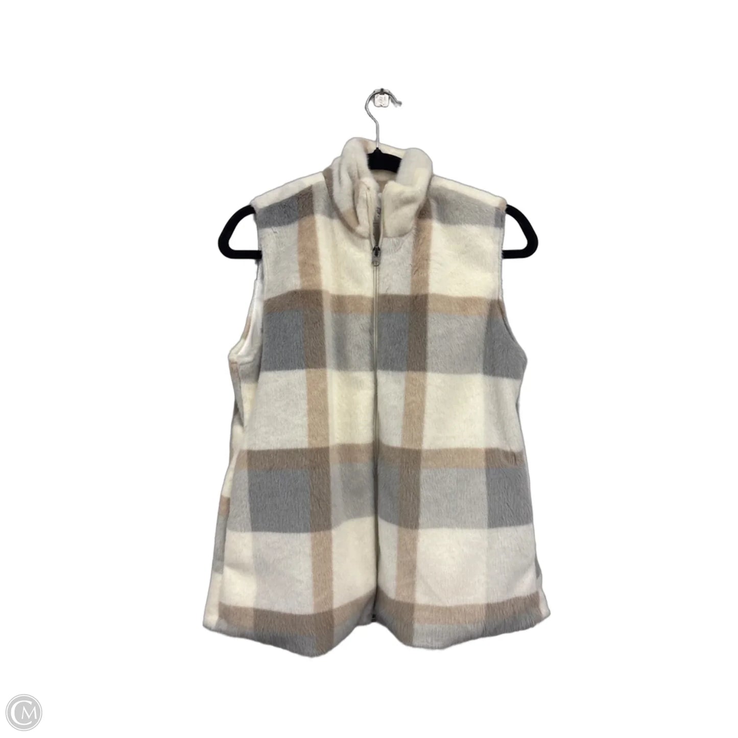 Vest Faux Fur & Sherpa By Clothes Mentor In Cream & Grey, Size: M