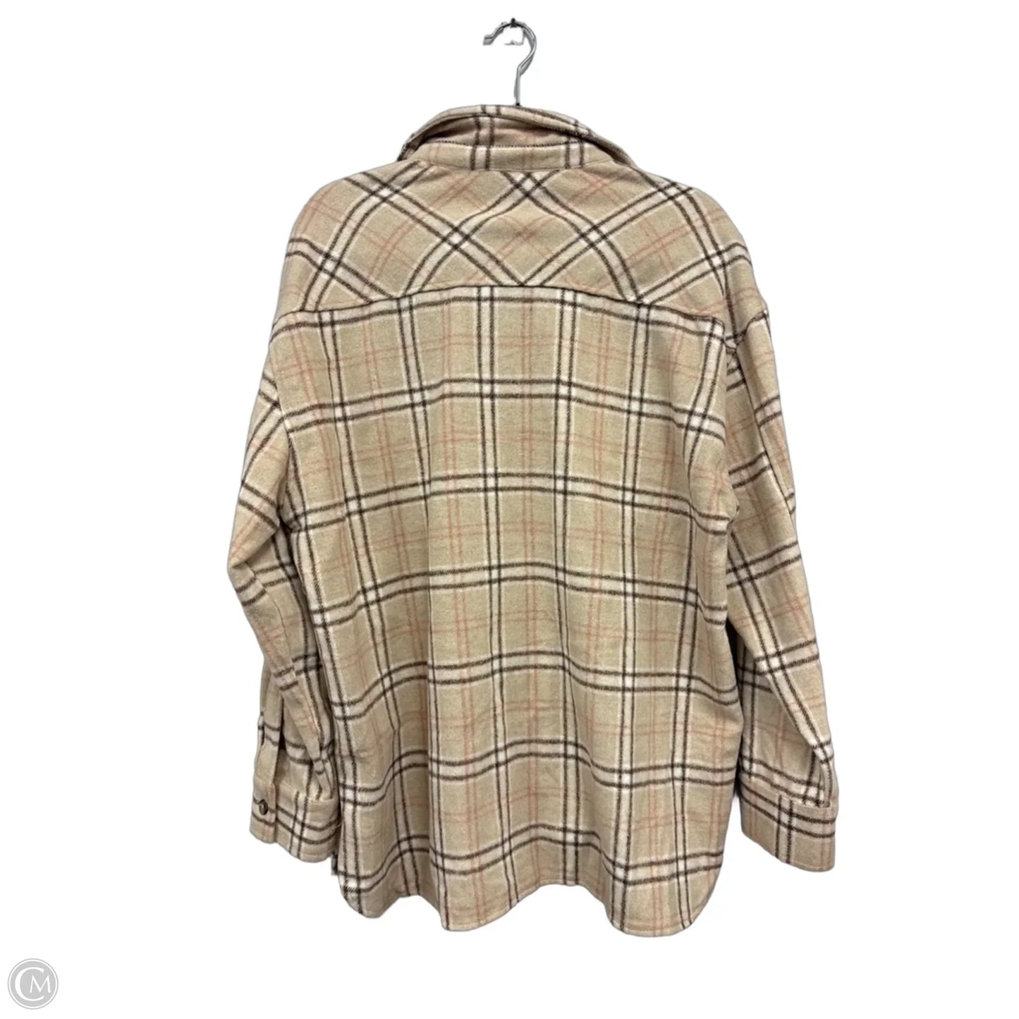 Jacket Shirt By She + Sky In Brown & Cream, Size: L