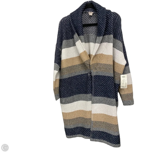 Sweater Cardigan By Chicos In Blue & Brown, Size: Xl