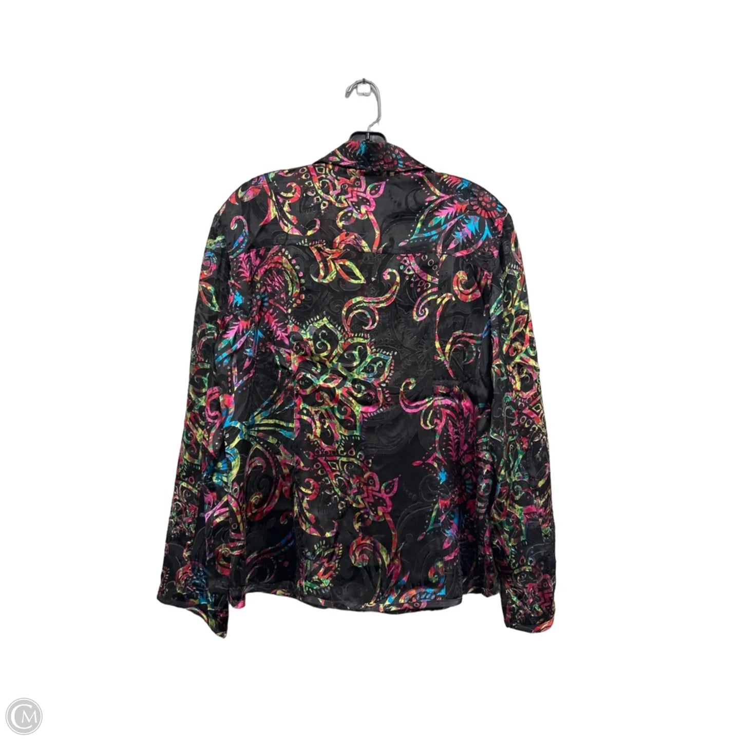 Blouse Long Sleeve By Chicos In Black & Pink, Size: 2