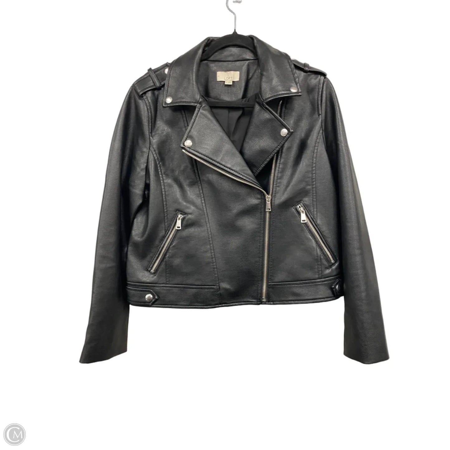 Jacket Moto Leather By Loft In Black, Size: M