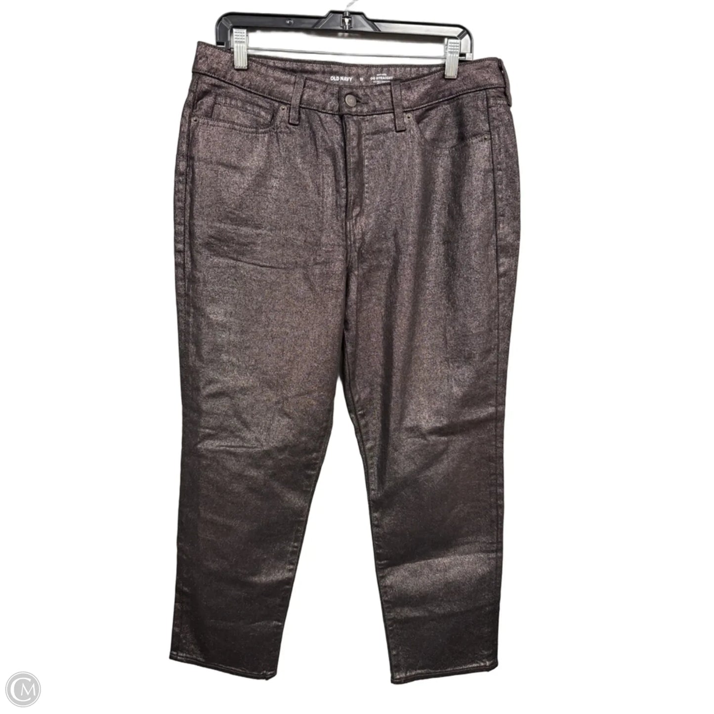 Jeans Straight By Old Navy In Black & Silver, Size: 12