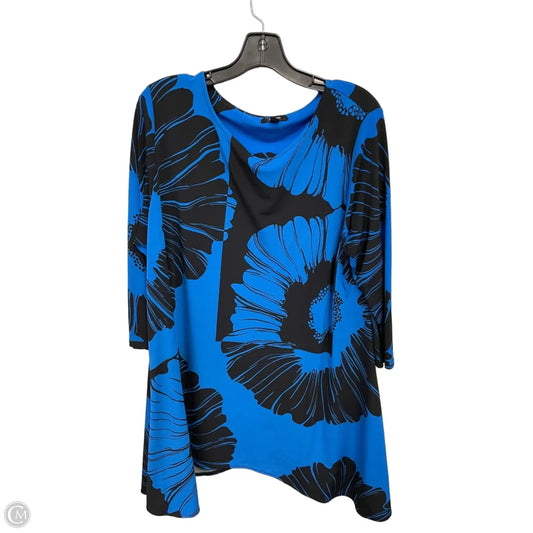 Top 3/4 Sleeve By Alfani In Black & Blue, Size: Xl
