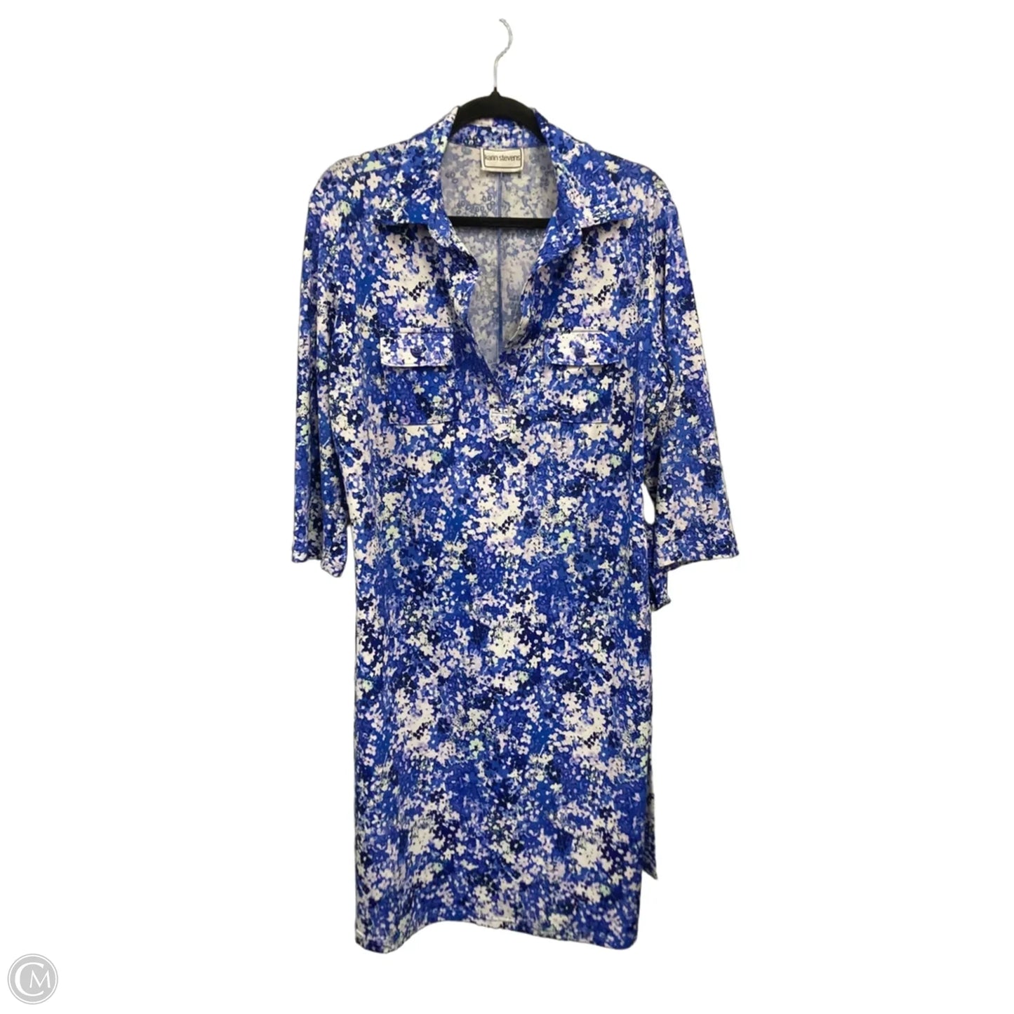Dress Casual Short By Karin Stevens In Blue & White, Size: 14
