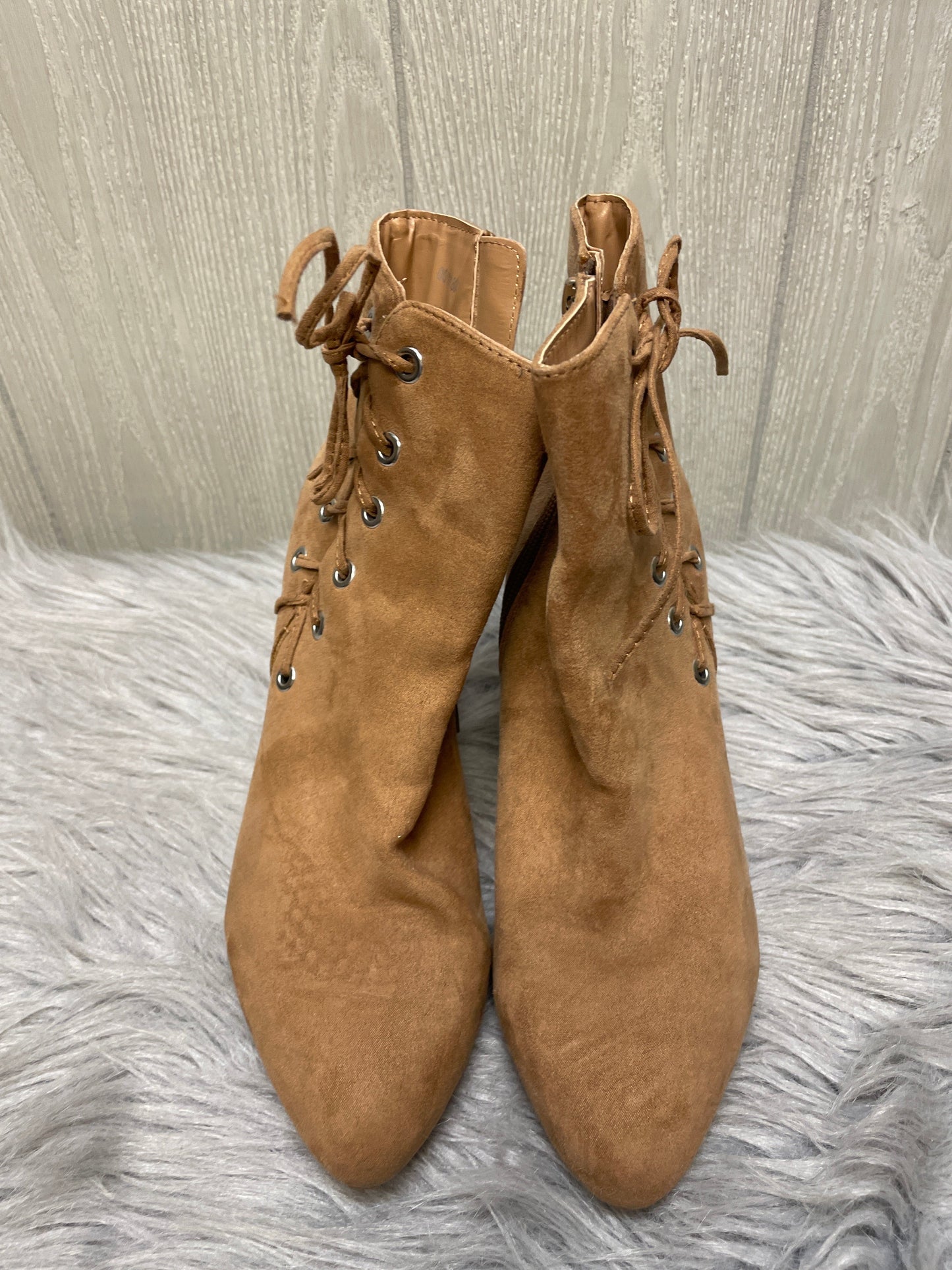 Boots Ankle Heels By Forever 21 In Tan, Size: 8