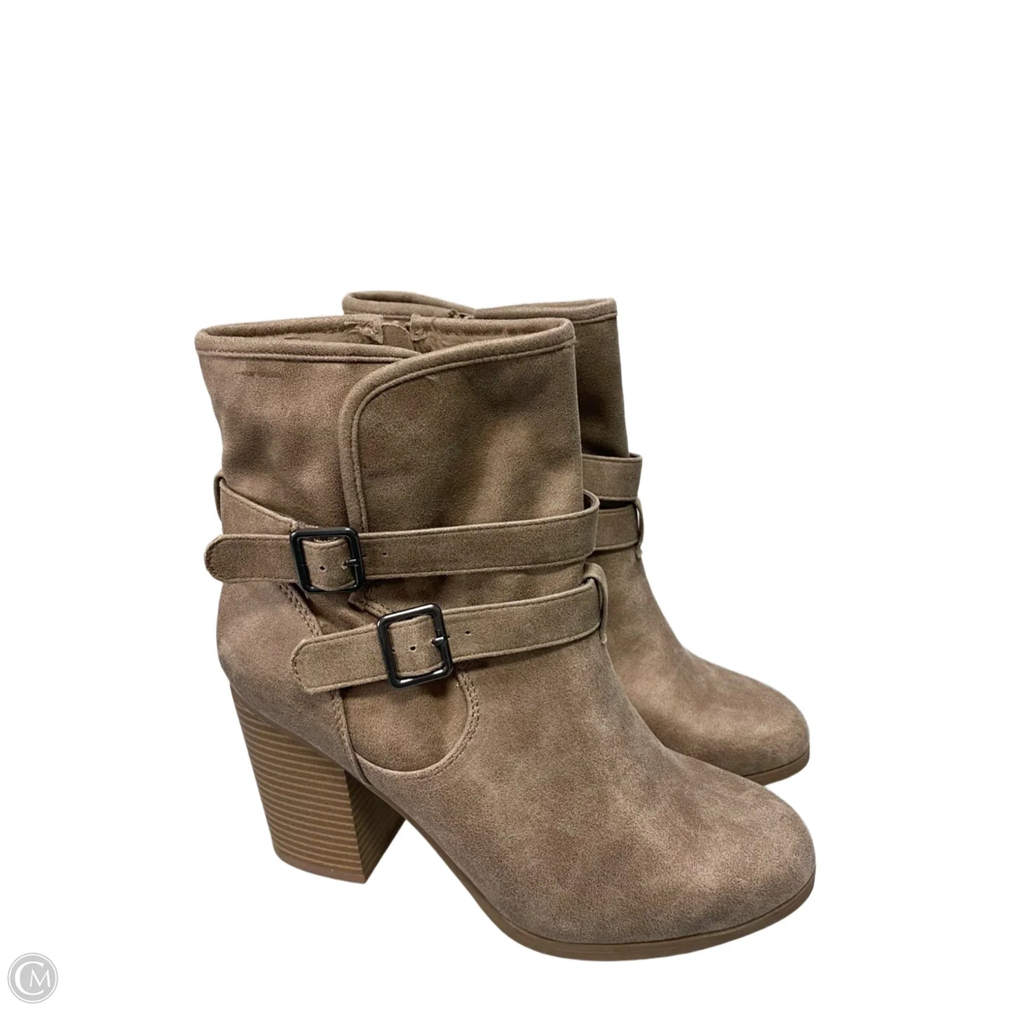 Boots Ankle Heels By Cato In Beige, Size: 10