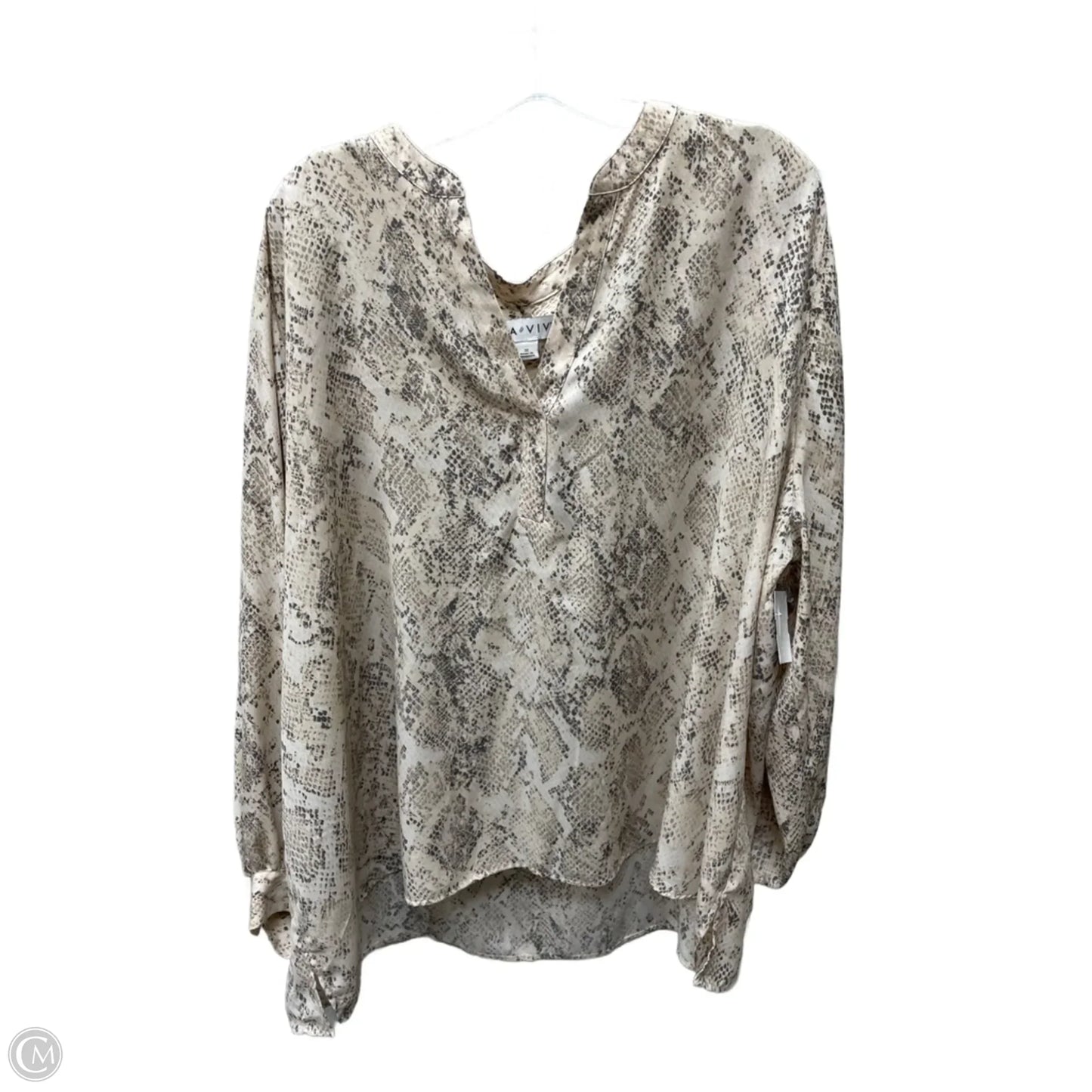 Top Long Sleeve By Ava & Viv In Grey & Pink, Size: 3x