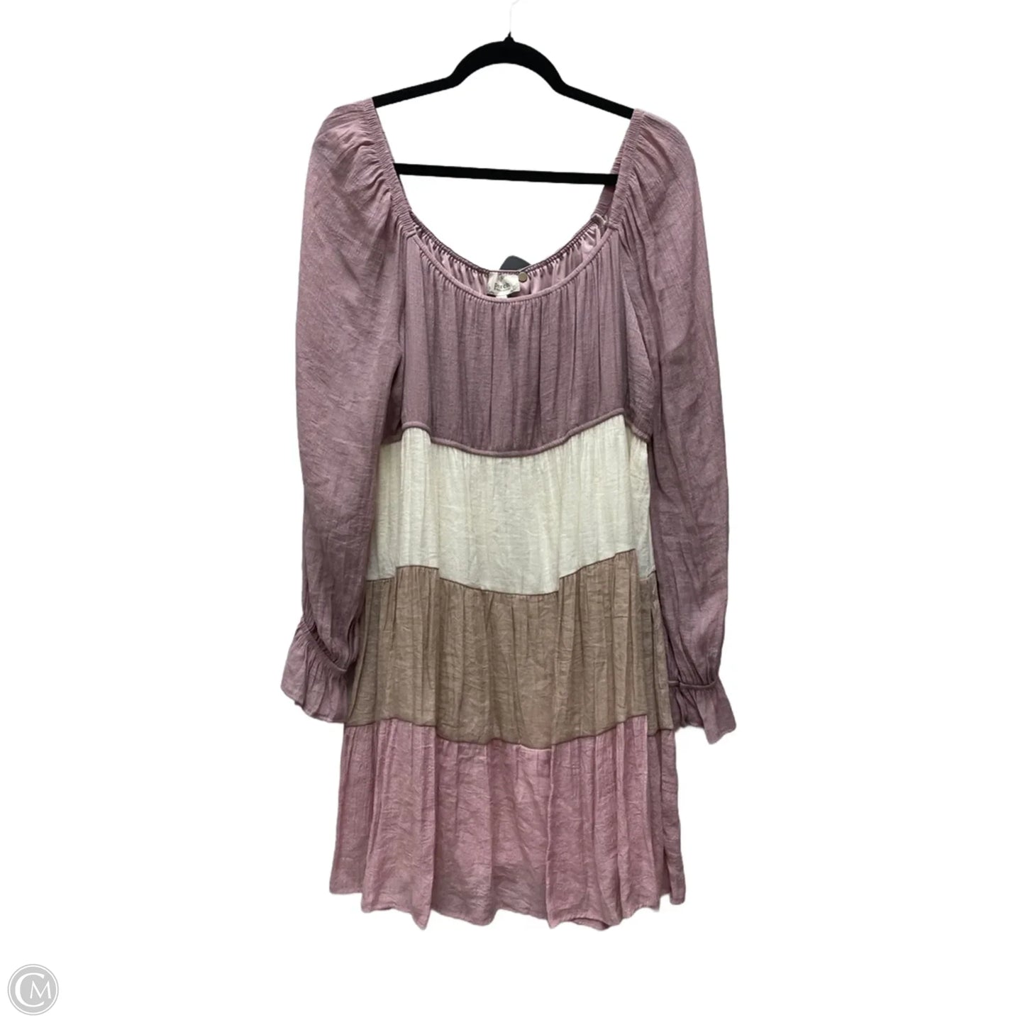 Tunic Long Sleeve By Blu Pepper In Purple & White, Size: 3x