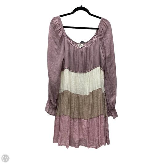 Tunic Long Sleeve By Blu Pepper In Purple & White, Size: 3x