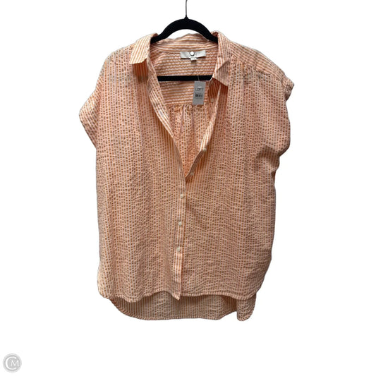 Top Short Sleeve By Loft In Orange & White, Size: L