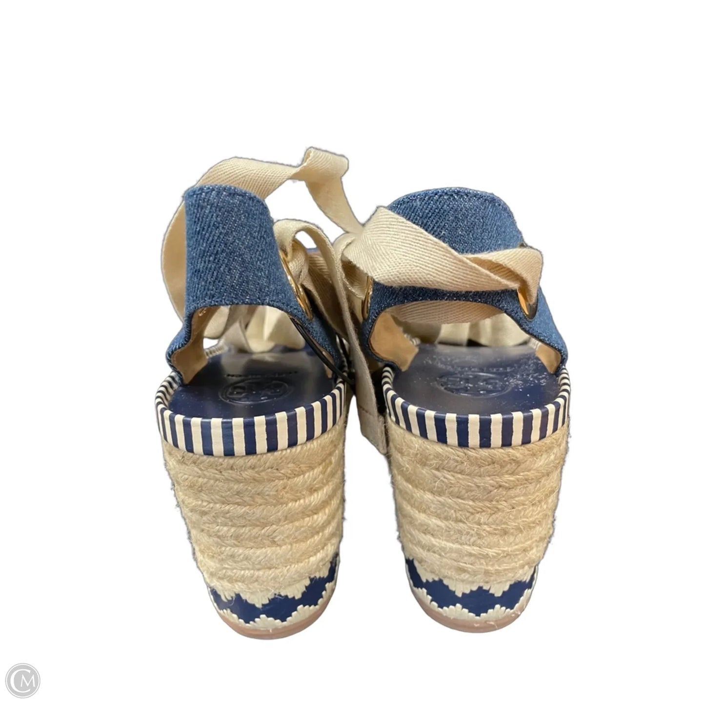 Shoes Designer By Tory Burch In Blue & Tan, Size: 8