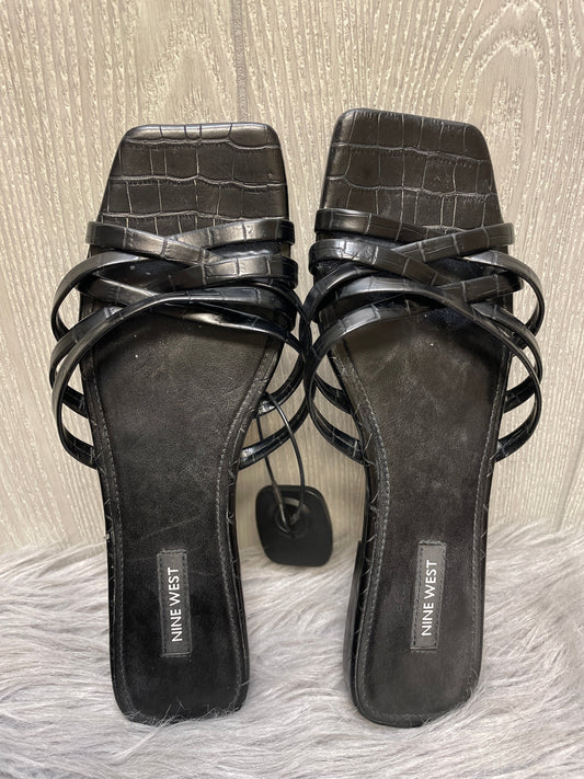 Black Sandals Flats Nine West, Size 9