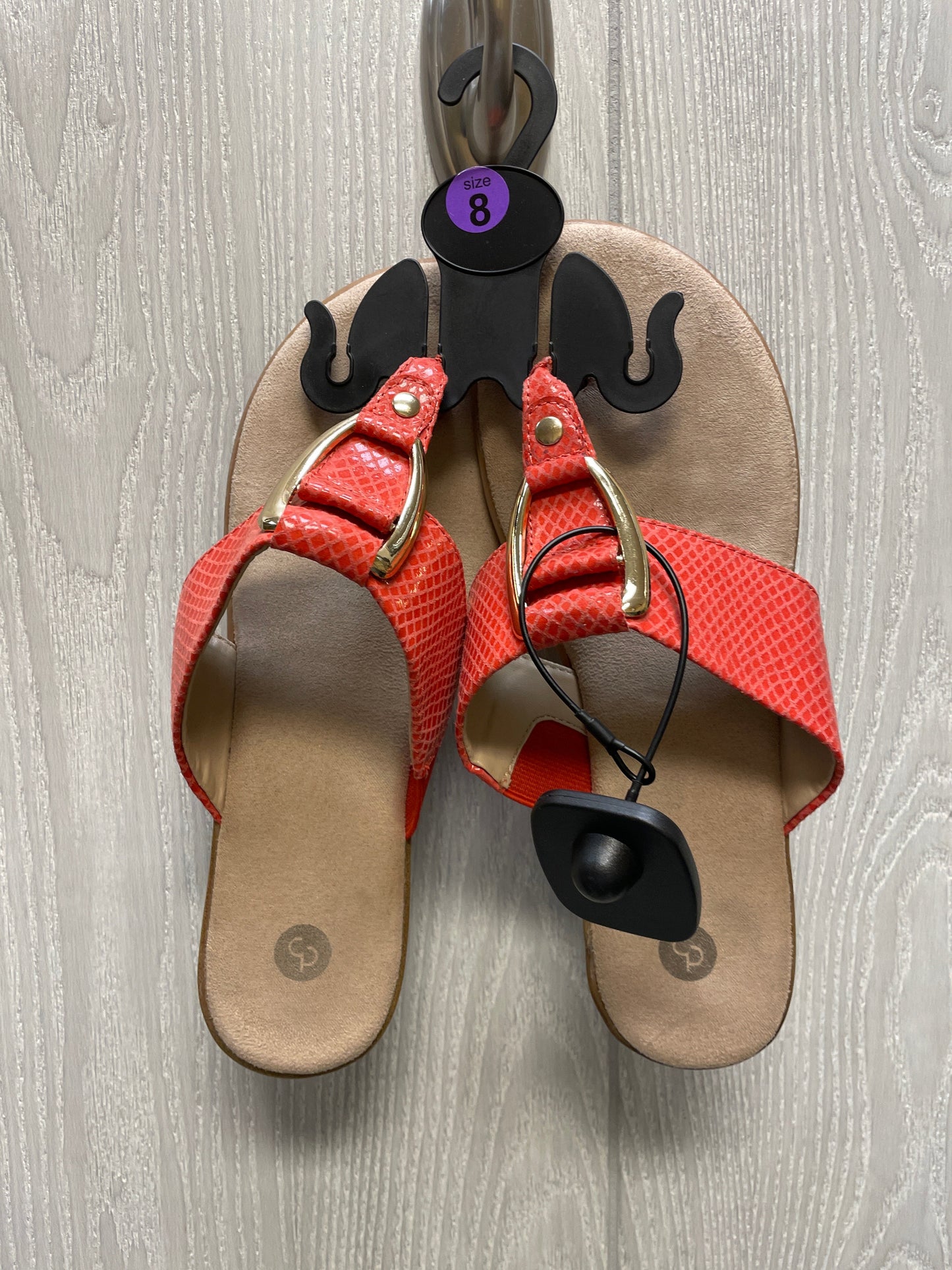Orange Sandals Flats Dressbarn, Size 8