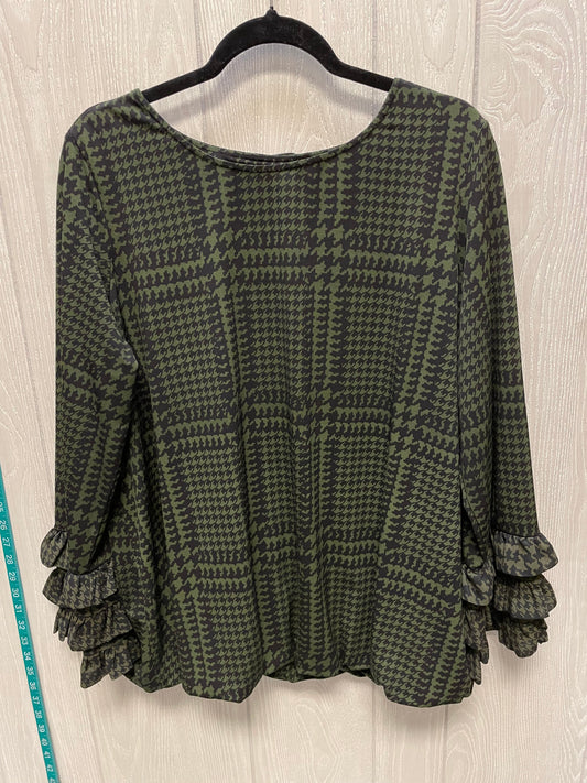 Blouse Long Sleeve By Philosophy In Black & Green, Size: 1x