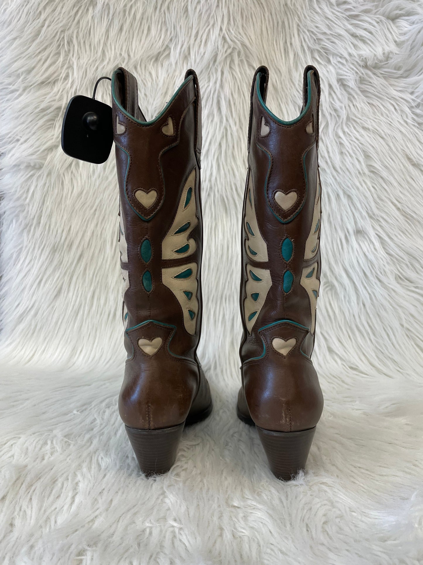 Boots Western By Nine West In Brown & Cream, Size: 7