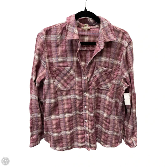 Top Long Sleeve By Ana In Plaid Pattern, Size: L