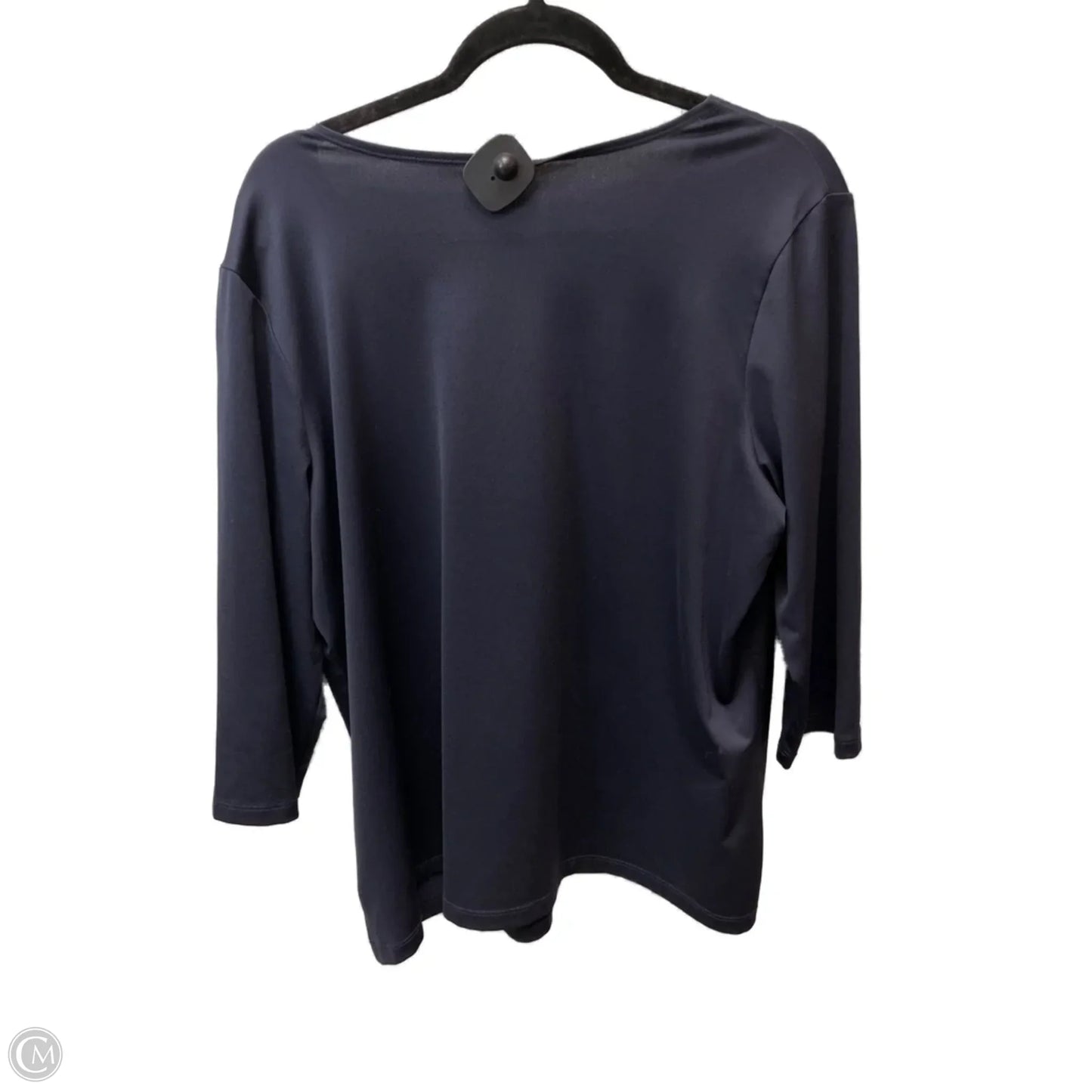 Top Short Sleeve Basic By Susan Graver In Navy, Size: 1x