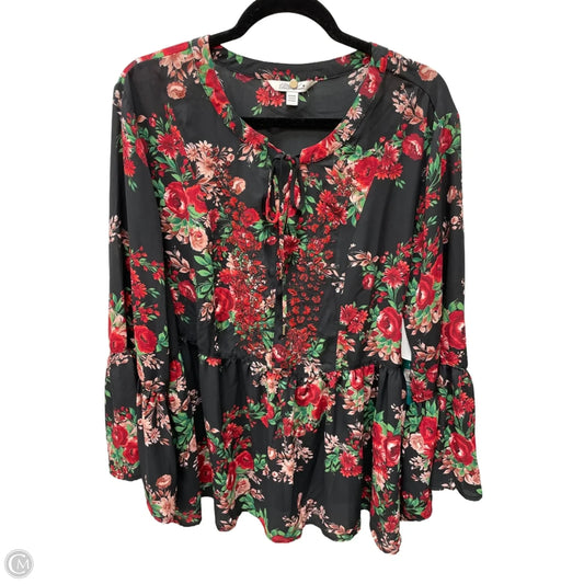 Blouse Long Sleeve By Clothes Mentor In Floral Print, Size: 3x