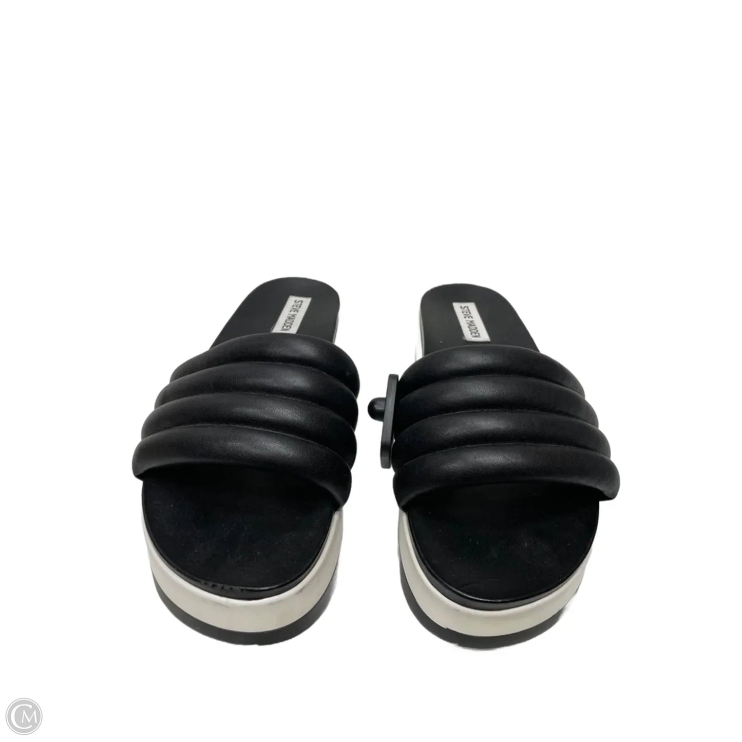 Sandals Heels Platform By Steve Madden In Black & Cream, Size: 10