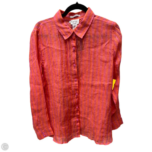 Top Long Sleeve By Nicole Miller In Striped Pattern, Size: L