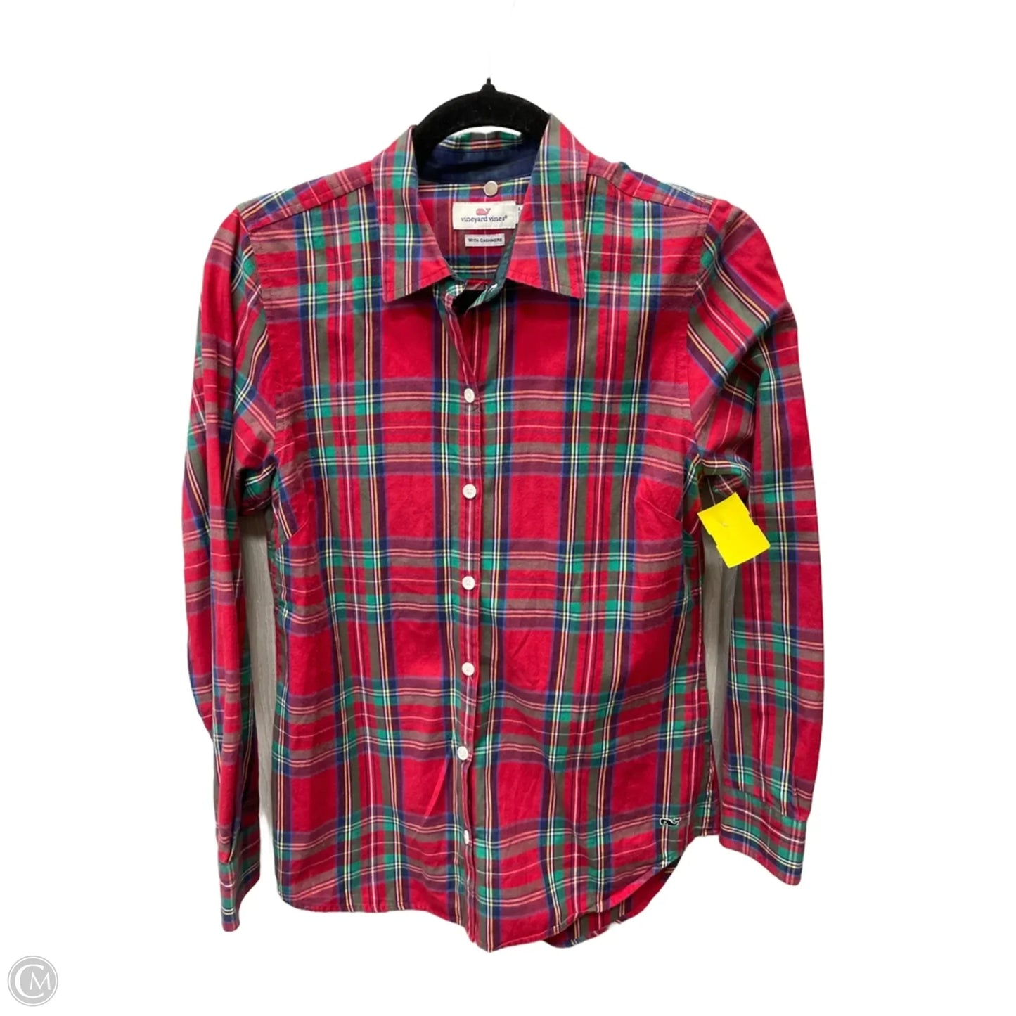 Top Long Sleeve By Vineyard Vines In Plaid Pattern, Size: S