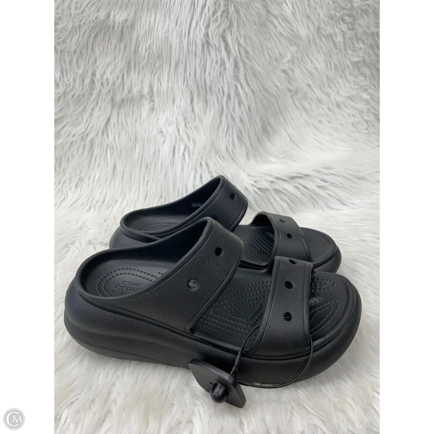 Sandals Heels Platform By Crocs In Black, Size: 7