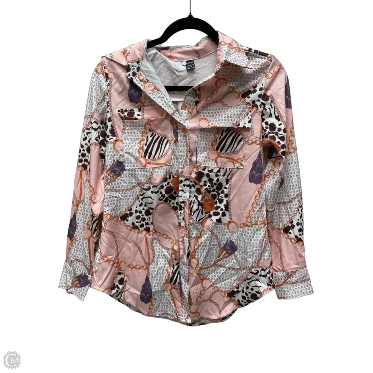 Top Long Sleeve By Shein In Pink & White, Size: Xs