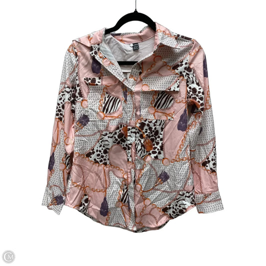 Top Long Sleeve By Shein In Pink & White, Size: Xs