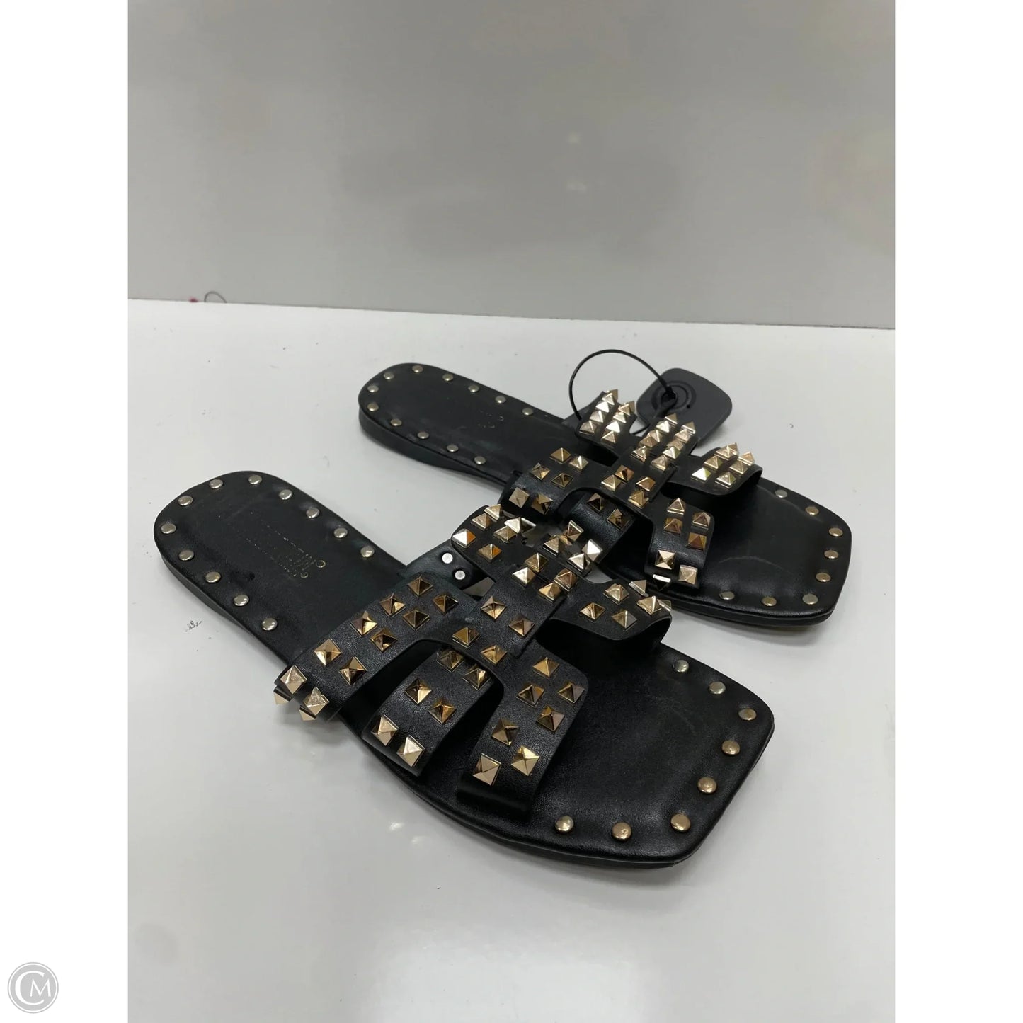 Sandals Flats By Cape Robbin In Black & Gold, Size: 8