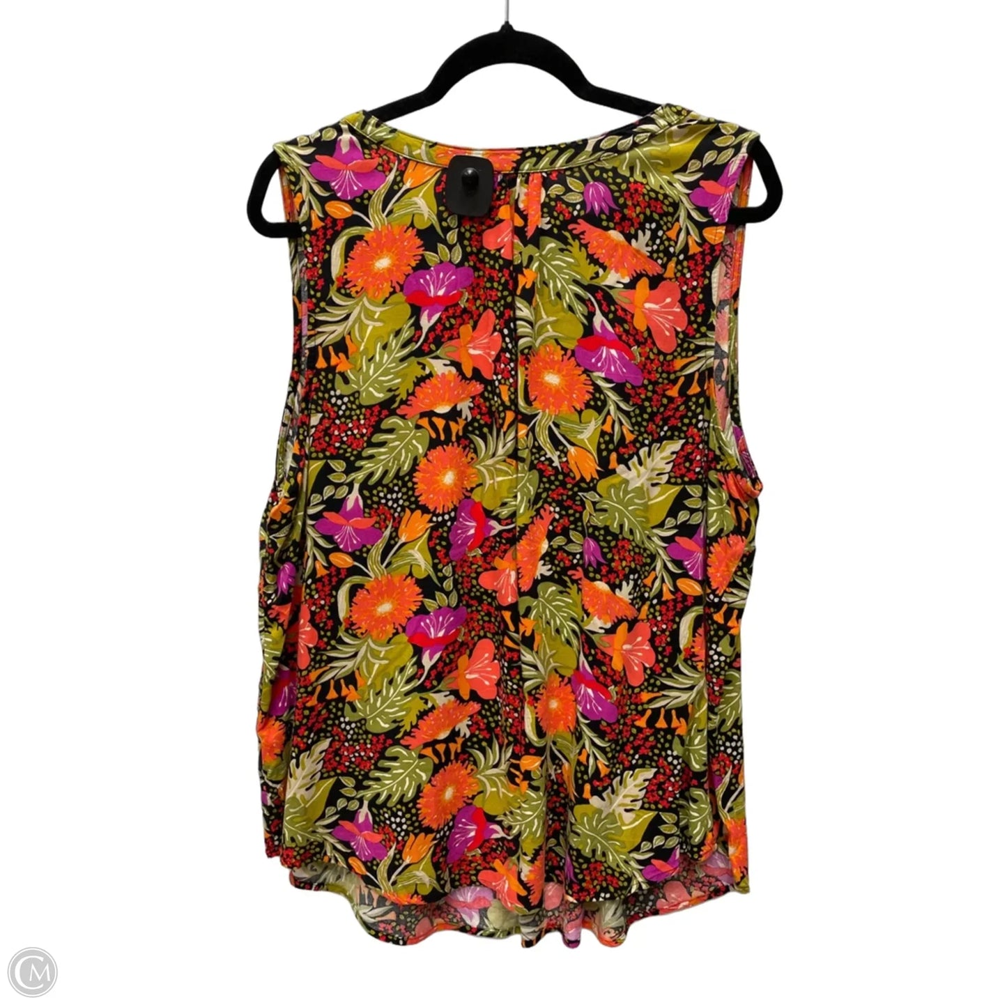 Top Sleeveless By Croft And Barrow In Floral Print, Size: 1x