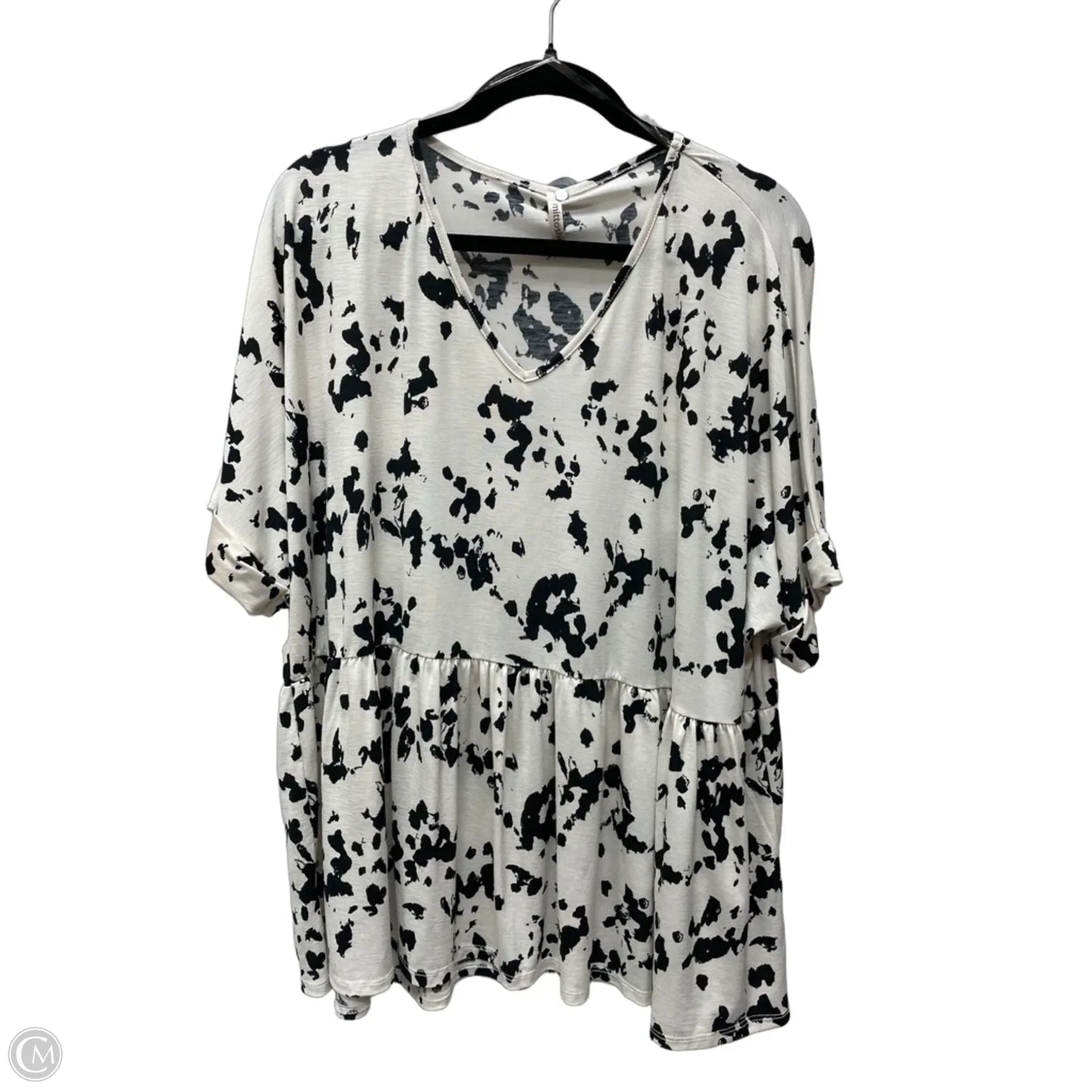Top Short Sleeve By Mittoshop In Black & Cream, Size: Xl