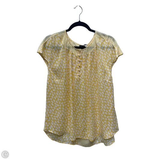 Blouse Short Sleeve By Talbots In White & Yellow, Size: Xl