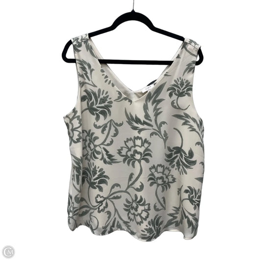 Blouse Sleeveless By Loft In Cream & Green, Size: L