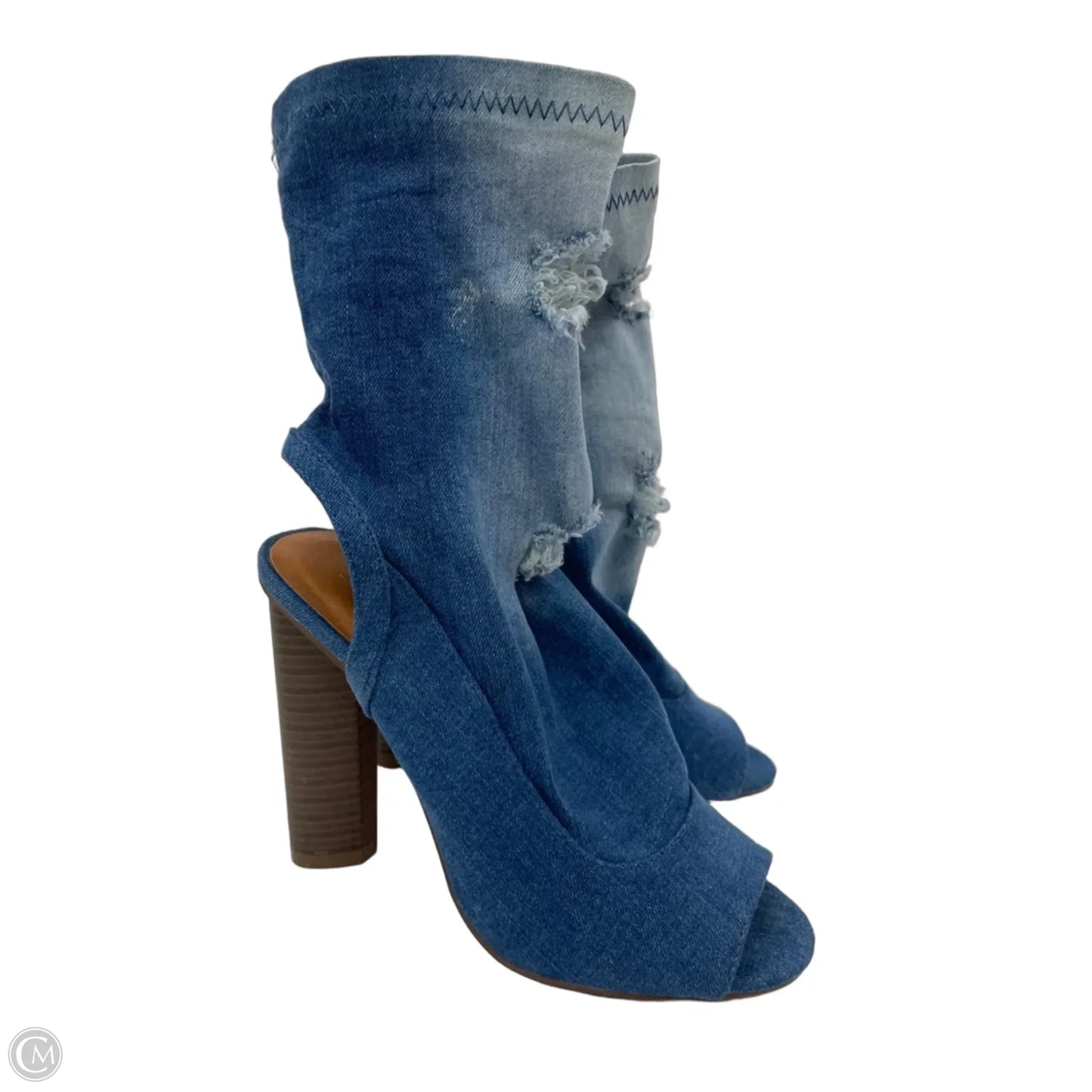 Boots Ankle Heels By Clothes Mentor In Blue Denim, Size: 6