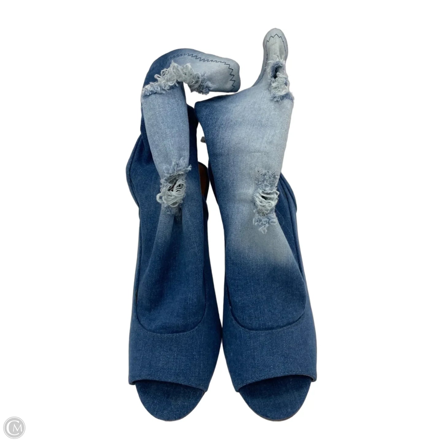 Boots Ankle Heels By Clothes Mentor In Blue Denim, Size: 6